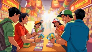 Engaged players enjoying Pokémon TCG in India, showcasing vibrant cards and market activity.