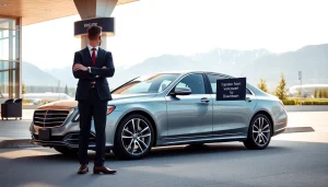 Transfer Vancouver airport to downtown with a luxury car waiting outside YVR, ready for passengers.