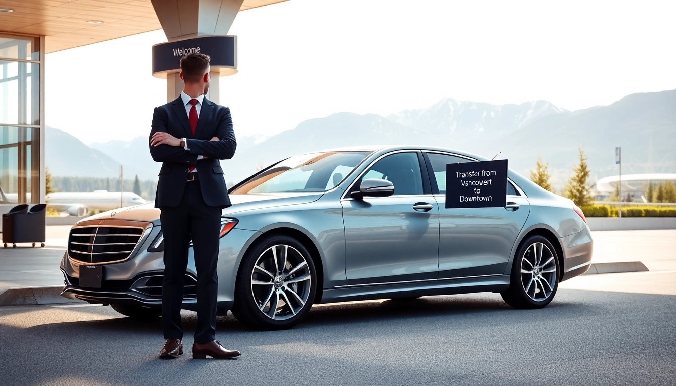 Transfer Vancouver airport to downtown with a luxury car waiting outside YVR, ready for passengers.