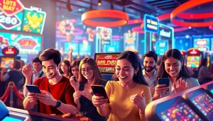 Menampilkan pemain menikmati permainan mild88 slot di casino virtual yang ramai.